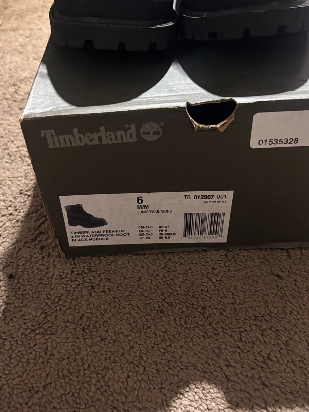 Timberland Kids Black Lace-Up Nubuck Boots